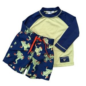 Janie and Jack Frog Swim Trunks and Long Rash Guard Bundle 3 to 6 Months